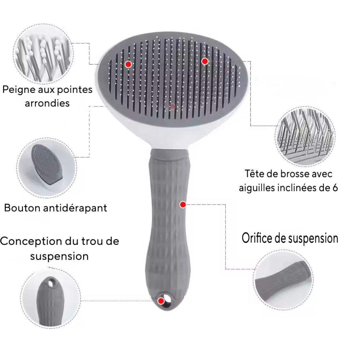 Brosse pour chien et chat (push-up)